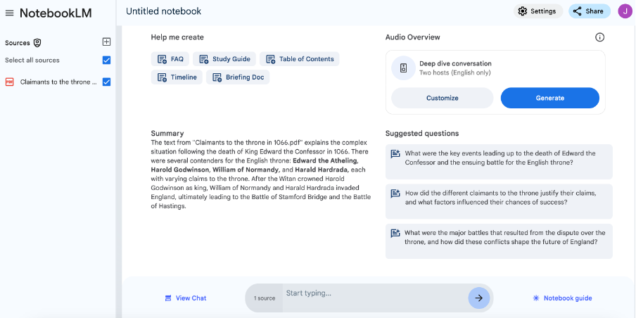 Notebook LM on the Norman Conquest